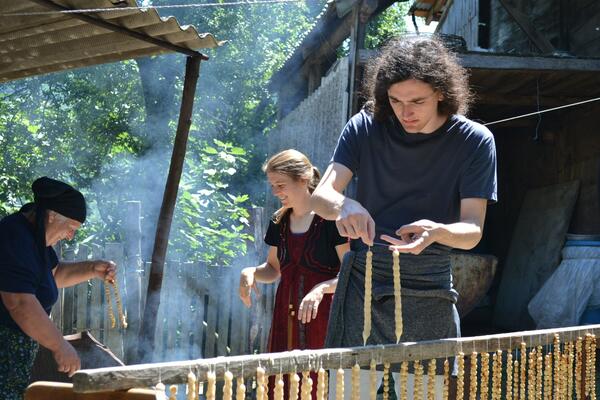 Making churchkhela with locals