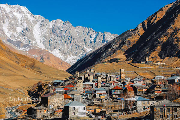Svaneti village in autumn